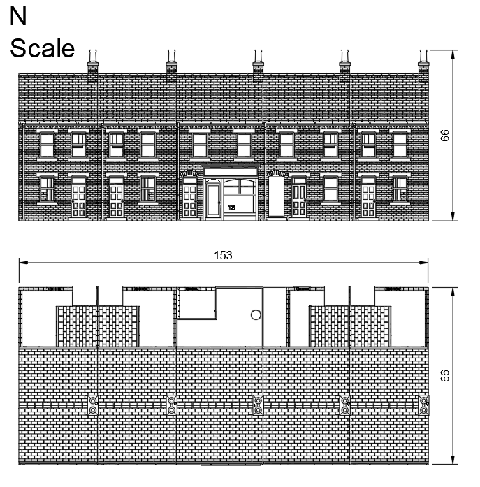 HC004B – 5x Terrace House with Shop Pack N Scale