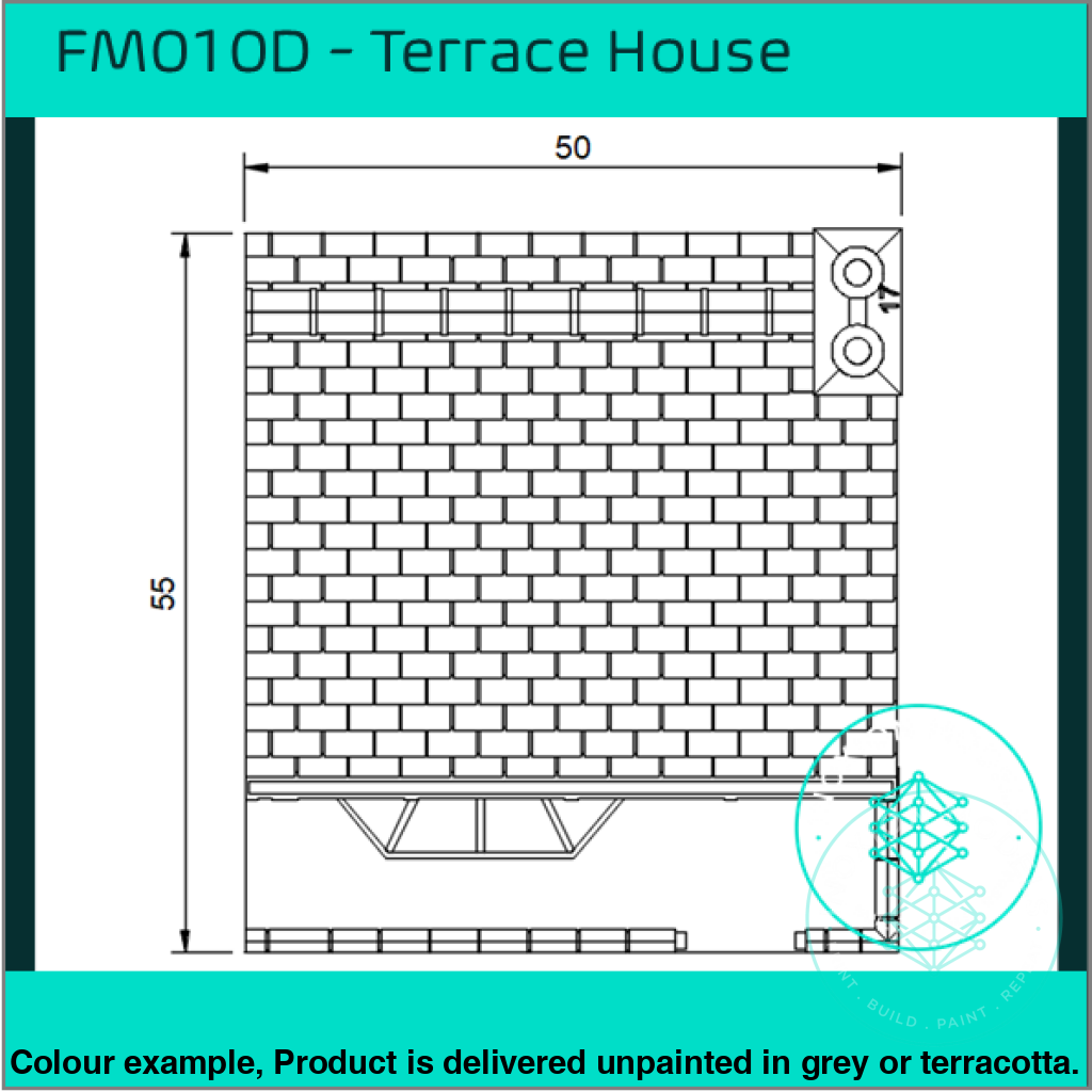 Fm010D – Low Relief Terrace House Oo/Ho Scale Oo Building