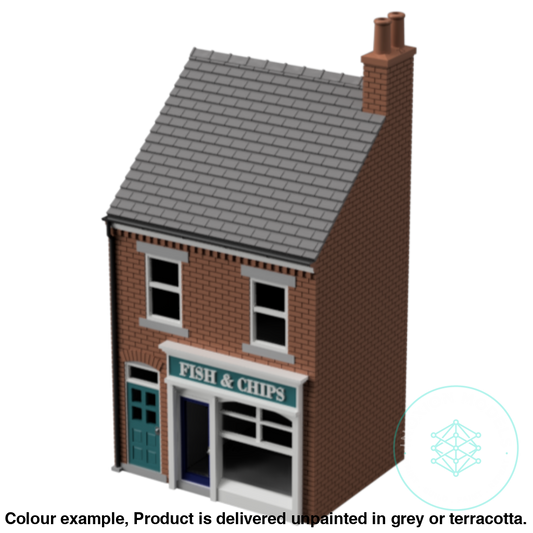 Fm102C – Low Relief Terrace Shop Oo/Ho Scale Oo Building
