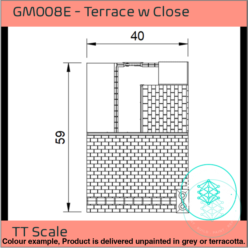 Gm008E – Low Relief Terrace House W Close Tt120/3Mm Scale Tt Building